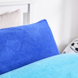 OHS Teddy Fleece Reversible Duvet Cover Set, Blue/Sea Blue - Single - thumbnail 2