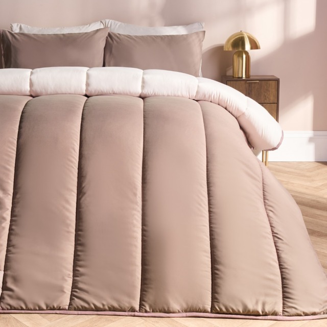 OHS Coverless 10.5 Tog Reversible Duvet Set, Ivory/Natural- Single - image 1