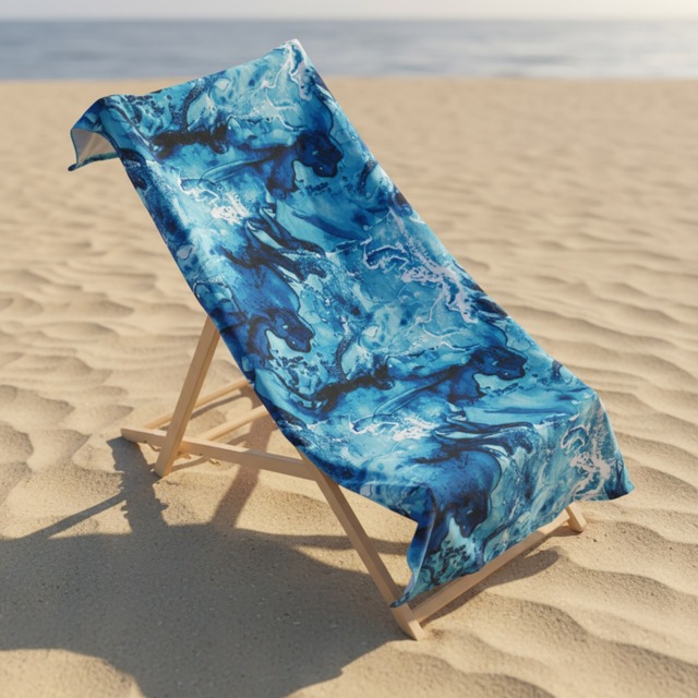 OHS Marble Print Beach Towel - Teal - image 1