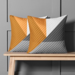 OHS Ralph Quilted Cushion Covers, Ochre - 2 Pack - thumbnail 2