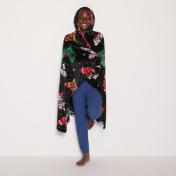 OHS Kids Christmas Gaming Print Hooded Blanket - Black - thumbnail 1