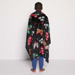 OHS Kids Christmas Gaming Print Hooded Blanket - Black - thumbnail 3