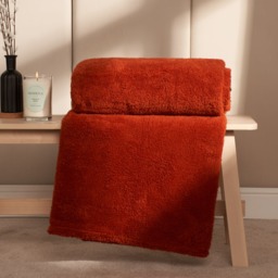 OHS Teddy Fleece Throw, Rust - 125 x 150cm - thumbnail 3