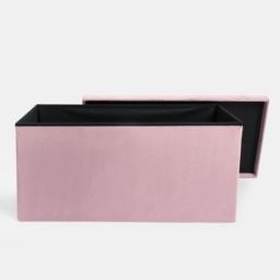 OHS Matte Velvet Foldable Storage Ottoman - Blush - thumbnail 3