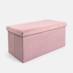 OHS Matte Velvet Foldable Storage Ottoman - Blush - thumbnail 2