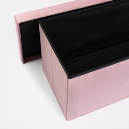 OHS Matte Velvet Foldable Storage Ottoman - Blush - thumbnail 4