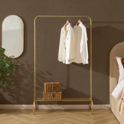 OHS Heavy Duty Clothes Rail With Shoe Rack - Gold