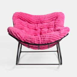 OHS Ribbed Faux Fur Rocking Chair - Hot Pink - thumbnail 4