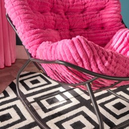 OHS Ribbed Faux Fur Rocking Chair - Hot Pink - thumbnail 2