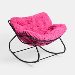 OHS Ribbed Faux Fur Rocking Chair - Hot Pink - thumbnail 3