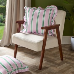 OHS 4 Pack Stripe Print Frill Cushion Covers - Pink/Green - thumbnail 1