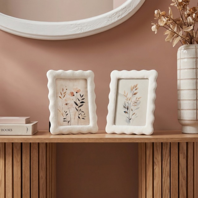 OHS 2 Pack Matte Velvet Photo Frames - Natural - image 1