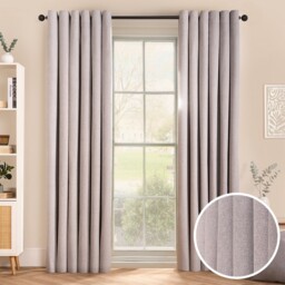 "OHS Woven Texture Eyelet Ultra Blackout Curtains, Grey - 46 x 72"""