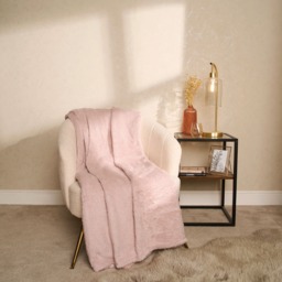 OHS Teddy Fleece Blanket Throw, Blush Pink - 125 x 150cm - thumbnail 2