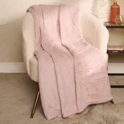 OHS Teddy Fleece Blanket Throw, Blush Pink - 125 x 150cm