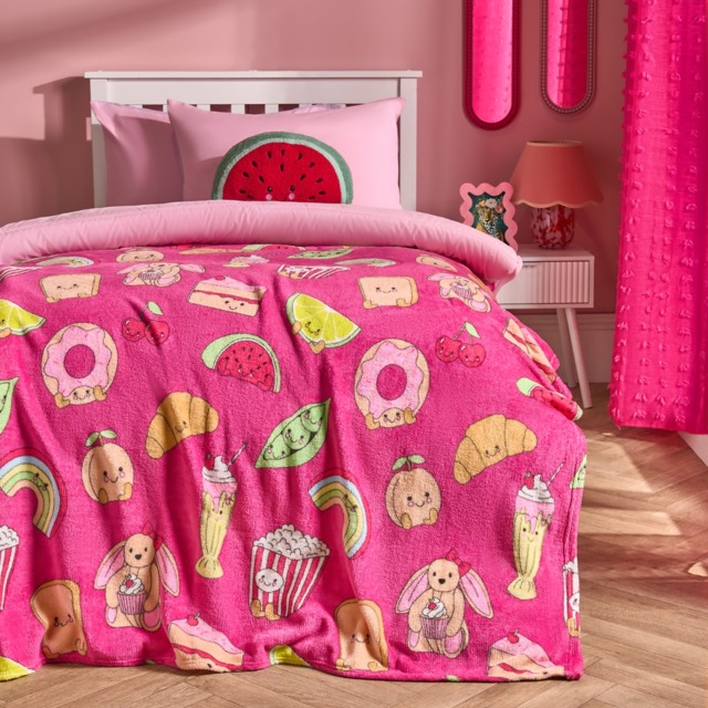 OHS Sweetie Pies Print Ultra Soft Throw - Magenta - image 1
