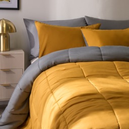 OHS Coverless 10.5 Tog Reversible Duvet & Pillowcase, Grey/Ochre - Double - thumbnail 3