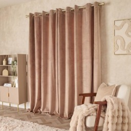 OHS Thermal Velvet Eyelet Curtains, Mink - 66 x 72in - thumbnail 2