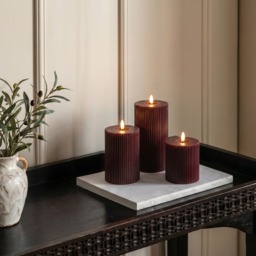 OHS LED Ribbed Candles, Berry - 3 Pack - thumbnail 1