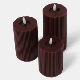 OHS LED Ribbed Candles, Berry - 3 Pack - thumbnail 3
