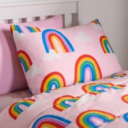 OHS Rainbows Coverless 10.5 Tog Duvet & Pillowcase, Pink - Single - thumbnail 3