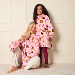 OHS Kids Biscuit Print Hoodie Blanket - Pink - thumbnail 1