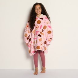 OHS Kids Biscuit Print Hoodie Blanket - Pink - thumbnail 2
