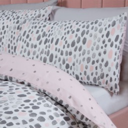 OHS Dalmatian Spots Print Duvet Cover Set, Blush/Grey - Double - thumbnail 2