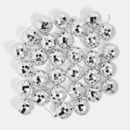 OHS 30 Pack Disco Ball Bauble Set - Silver - thumbnail 3