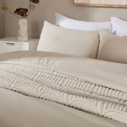 OHS Plain Duvet Cover Set, Stone - Double - thumbnail 2