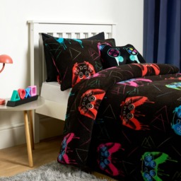 OHS Coverless Teddy Gaming 10.5 Tog Duvet Set, Black - Single - thumbnail 3