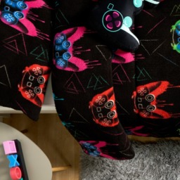 OHS Coverless Teddy Gaming 10.5 Tog Duvet Set, Black - Single - thumbnail 4