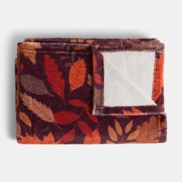 OHS Ultra Soft Autumn Print Throw - Burgundy - thumbnail 4
