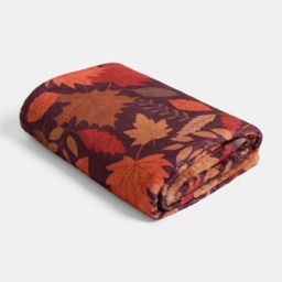 OHS Ultra Soft Autumn Print Throw - Burgundy - thumbnail 3