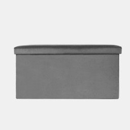 OHS Matte Velvet Foldable Rectangle Storage Ottoman - Charcoal - thumbnail 4