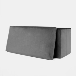 OHS Matte Velvet Foldable Rectangle Storage Ottoman - Charcoal - thumbnail 5