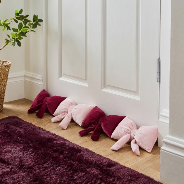 OHS Bow Shaped Draught Excluder - Pink/Burgundy - image 1