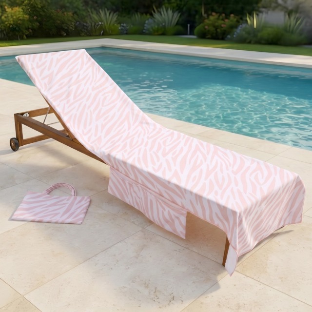 OHS Zebra Print Beach Towel in a Bag - Natural - image 1