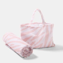 OHS Zebra Print Beach Towel in a Bag - Natural - thumbnail 4