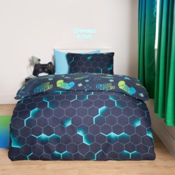 OHS Neon Gaming Duvet Set, Green/Blue - Double - thumbnail 4