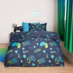 OHS Neon Gaming Duvet Set, Green/Blue - Double - thumbnail 1