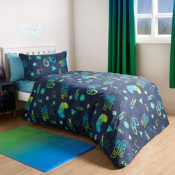 OHS Neon Gaming Duvet Set, Green/Blue - Double - thumbnail 2