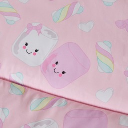 OHS Cotton & Candy Marshmallow Print Coverless 10.5 Tog Duvet Set, Pink - Single - thumbnail 3