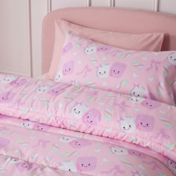 OHS Cotton & Candy Marshmallow Print Coverless 10.5 Tog Duvet Set, Pink - Single - thumbnail 2