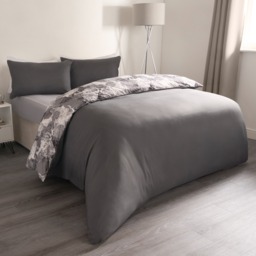 OHS Marble Print Duvet Set, Grey/White - King - thumbnail 5