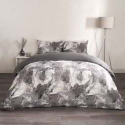 OHS Marble Print Duvet Set, Grey/White - King - thumbnail 1