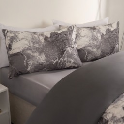 OHS Marble Print Duvet Set, Grey/White - King - thumbnail 3