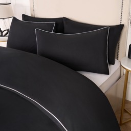 OHS Piped Edge Duvet Set, White/Black - Double - thumbnail 4