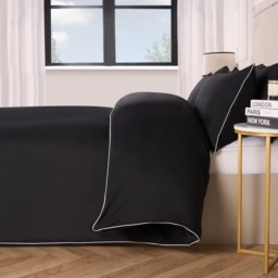 OHS Piped Edge Duvet Set, White/Black - Double - thumbnail 5
