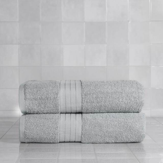 OHS 100% Cotton 2 Jumbo Bath Sheets - Silver - image 1